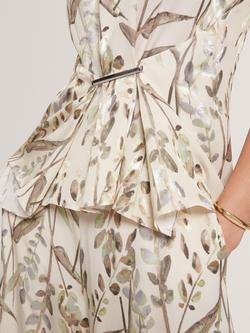 Ted Baker Clowdia Leaf Jacquard Sleeveless Bar Detail Top, Natural - view 2, Natural