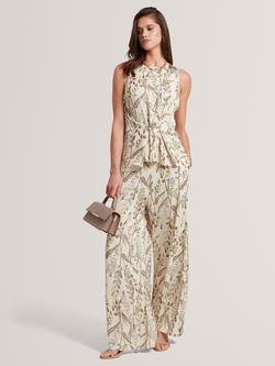 Ted Baker SUSSKI Jacquard Wide Leg Trousers, Cream/Multi, Cream/Multi