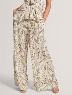 Ted Baker SUSSKI Jacquard Wide Leg Trousers, Cream/Multi - view 2, Cream/Multi