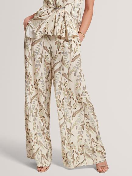 Ted Baker SUSSKI Jacquard Wide Leg Trousers, Cream/Multi - view 2, Cream/Multi