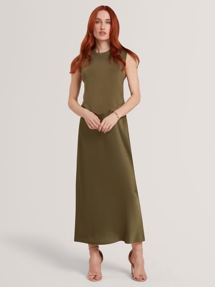Ted Baker BLAAZA Sleeveless Satin Maxi Dress, Khaki, Khaki
