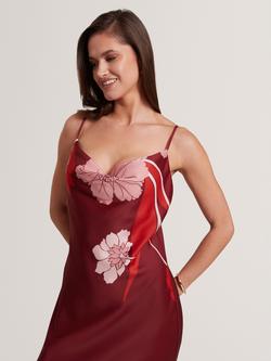 Ted Baker Indora Sleeveless Cowl Neck Floral Print Satin Maxi Dress, Red/Multi - view 2, Red Multi
