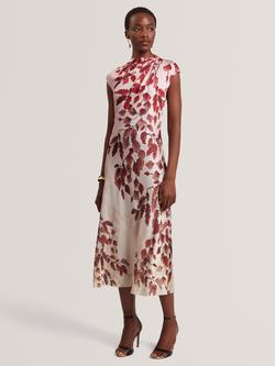 Ted Baker JOWRA Sleeveless Satin Midi Dress, Pink Multi, Pink Multi