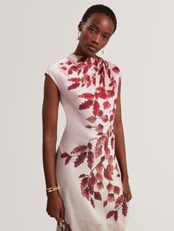 Ted Baker JOWRA Sleeveless Satin Midi Dress, Pink Multi - view 2, Pink Multi