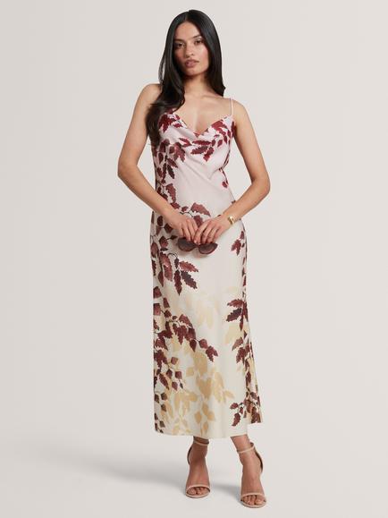 Ted Baker LOTTIIA Satin Cami Midi Slip Dress, Pink Multi, Pink Multi