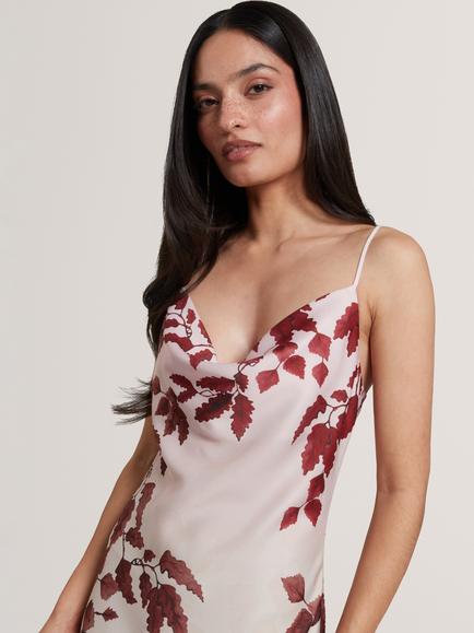 Ted Baker LOTTIIA Satin Cami Midi Slip Dress, Pink Multi - view 2, Pink Multi
