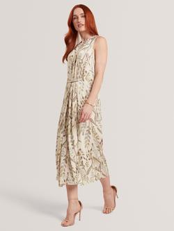 Ted Baker PAHLOMA Sleeveless Jacquard Midi Dress, Cream/Multi, Cream/Multi