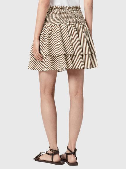 AllSaints Kali Striped Mini Skirt, Penny Brown/White - view 2, Penny Brown/White