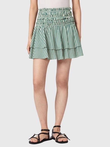 AllSaints Kali Striped Mini Skirt, Apple Green/White, Apple Green/White