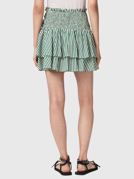 AllSaints Kali Striped Mini Skirt, Apple Green/White - view 2, Apple Green/White