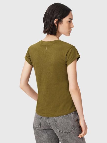 AllSaints Anna Cotton Crew Neck T-Shirt, Khaki Green - view 2, Khaki Green