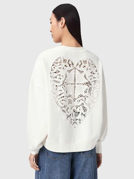 AllSaints Esme Lace Back Sweatshirt, Ecru White - view 2, Ecru White