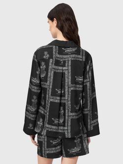 AllSaints Lettie Abstract Pattern Tie Neck Shirt, Black - view 2, Black