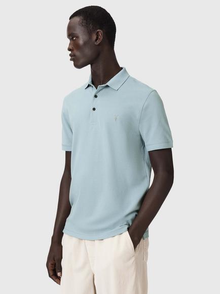 AllSaints Reform Short Sleeve Polo Shirt, Salton Blue, Salton Blue