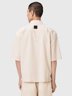 AllSaints Rockland Short Sleeve Gingham Shirt, Desert Yellow - view 2, Desert Yellow