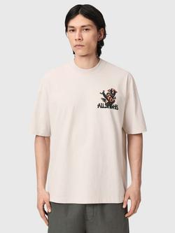 AllSaints Cacti Oversized Cotton T-Shirt, Dusk White, Dusk White