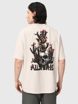 AllSaints Cacti Oversized Cotton T-Shirt, Dusk White - view 2, Dusk White