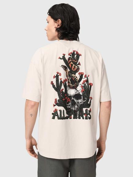 AllSaints Cacti Oversized Cotton T-Shirt, Dusk White - view 2, Dusk White