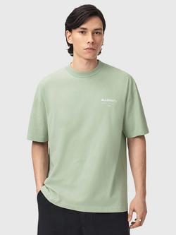 AllSaints Underground Oversized Cotton Logo T-Shirt, Celadon Green, Celadon Green