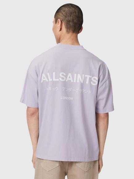 AllSaints Underground Oversized Crew Neck T-Shirt, Parma Purple - view 2, Parma Purple