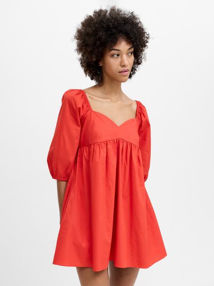 French Connection Cambria Cotton Puff Sleeve Mini Dress, Candied Apple - view 2, Candied Apple