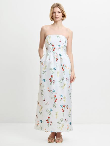 French Connection Christine Floral Bandeau Maxi Dress, White/Multi, White/Multi