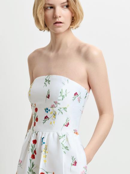 French Connection Christine Floral Bandeau Maxi Dress, White/Multi - view 2, White/Multi