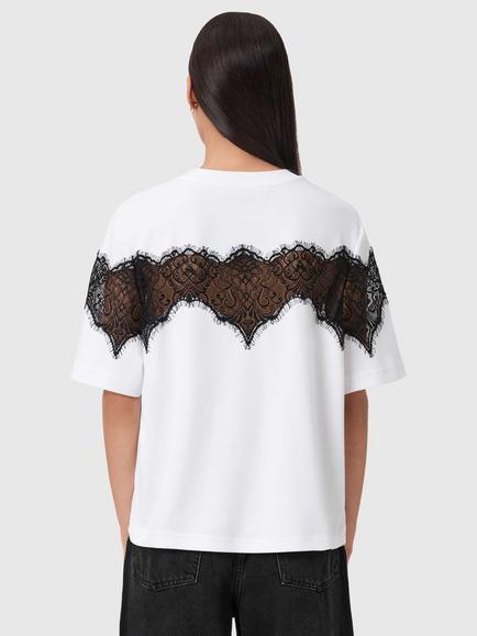 AllSaints Lisa Lace T-Shirt, Optic White - view 2, Optic White