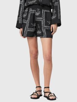 AllSaints Lettie Abstract Regular Trousers, Black, Black