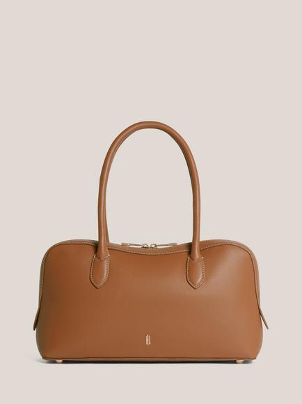 Hobbs Florence Medium Leather Shoulder Bag, Brown, Brown