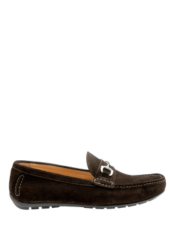 Loake Hawthorn Driving Suede Loafers, Dark Brown