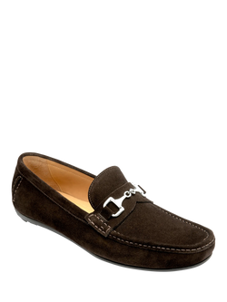 Loake Hawthorn Driving Suede Loafers - view 2, Dark Brown