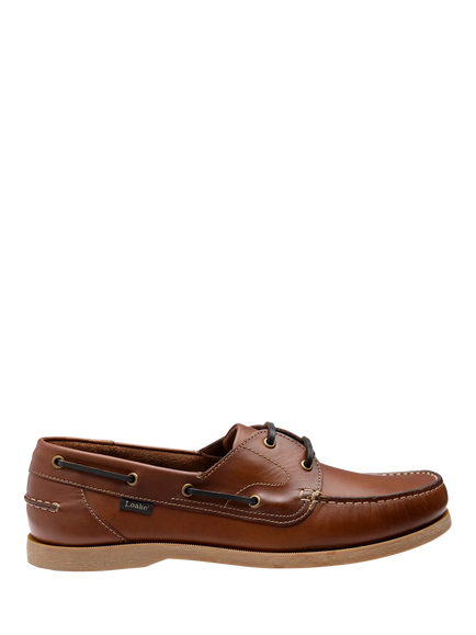 Loake Padstow Leather Boat Shoes, Brown, Brown