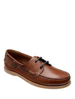 Loake Padstow Leather Boat Shoes, Brown - view 2, Brown