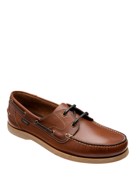 Loake Padstow Leather Boat Shoes, Brown - view 2, Brown