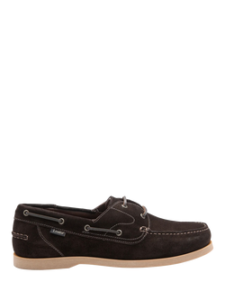 Loake Padstow Suede Boat Shoes, Dark Brown, Dark Brown