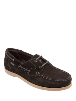 Loake Padstow Suede Boat Shoes, Dark Brown - view 2, Dark Brown