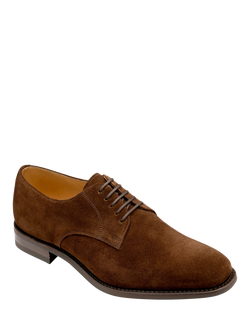 Loake 205 Suede Plain Lace Up Derby Shoes, Brown - view 2, Brown