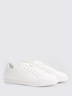 Moss Leather Lace Up Trainers, White - view 2, White