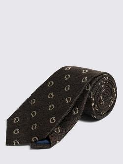 Moss Silk Linen Blend Paisley Tie, Brown, Brown