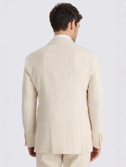 Moss Slim Fit Linen Stripe Suit Jacket, Light Camel - view 2, Light Camel