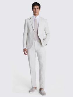 Moss Slim Fit Puppytooth Linen Suit Jacket, Stone - view 2, Stone