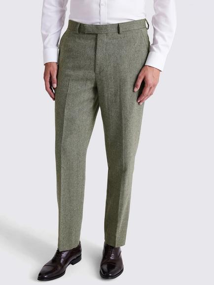 Moss Regular Fit Wool Blend Herringbone Suit Trousers, Sage, Sage