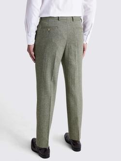 Moss Regular Fit Wool Blend Herringbone Suit Trousers, Sage - view 2, Sage
