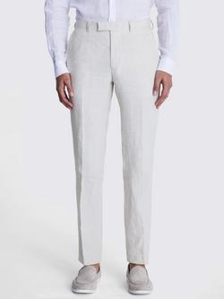 Moss Slim Fit Puppytooth Linen Suit Trousers, Stone, Stone