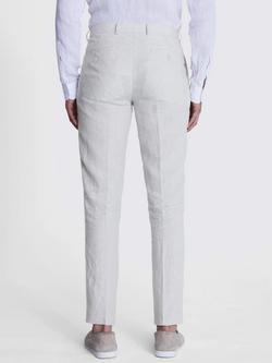 Moss Slim Fit Puppytooth Linen Suit Trousers, Stone - view 2, Stone