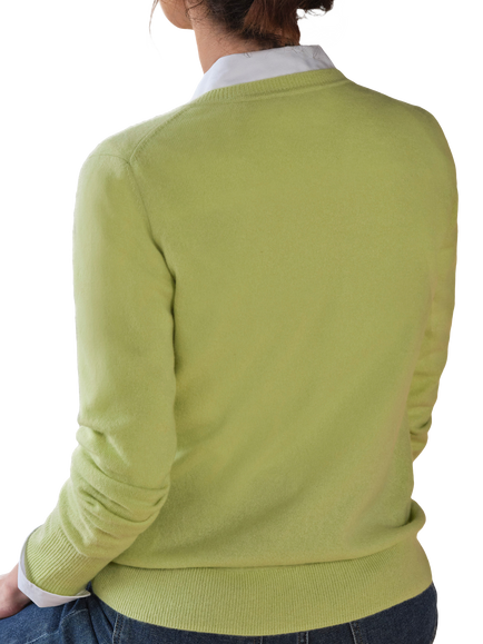 Pure Collection Pure Cashmere V Neck Jumper - view 2, Pistachio