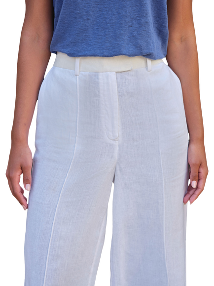Pure Collection Linen Wide Leg Trousers, White - view 2, White