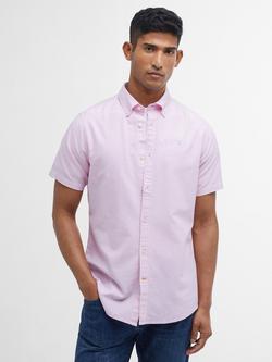 Barbour Oxtown Cotton Short Sleeve Tailored Fit Shirt, Sea Green, Pink