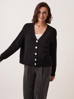Celtic & Co. V-Neck Slouch Ribbed Cardigan, Black